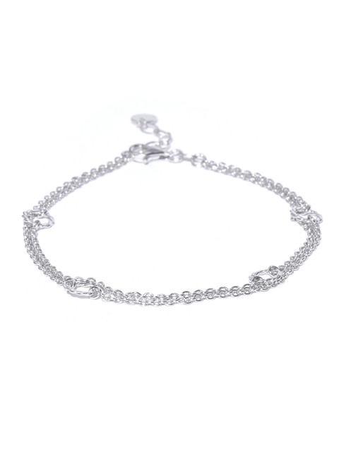 

Carlton London 925 Sterling Silver-Silver-Toned Rhodium-Plated Multi-Stranded Anklet