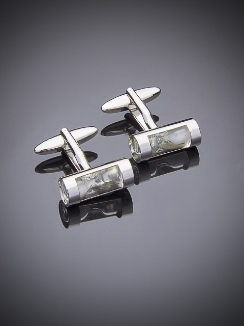 

shaze Silver-Plated Hourglass Cufflinks