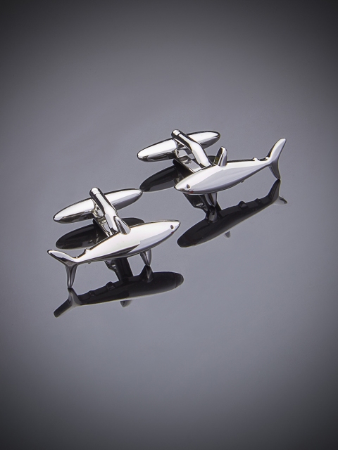 

shaze Silver-Plated Shark Cufflinks