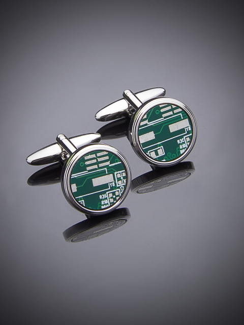 

shaze Silver-Plated Geometric Cufflinks