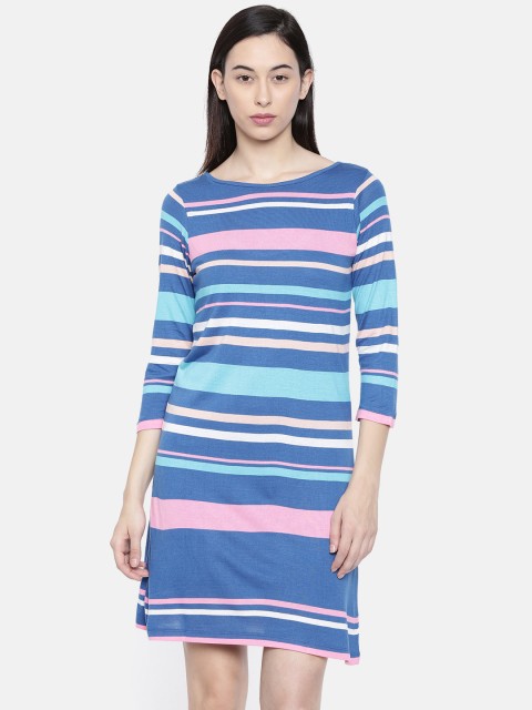 

Bossini Women Blue & Pink Striped T-Shirt Dress