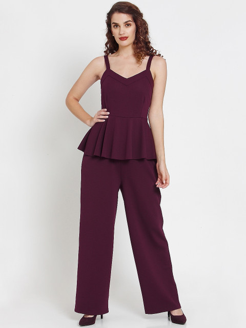 

Vero Moda Burgundy Solid Basic Jumpsuit
