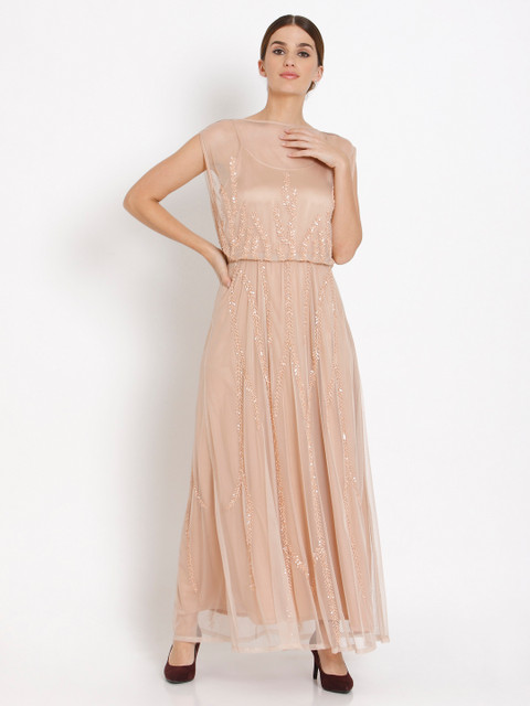 

Vero Moda Women Peach-Coloured Embellished Maxi Dress