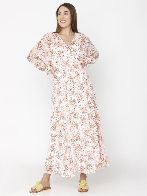 

Vero Moda Women Off-White & Orange Printed Maxi Dress