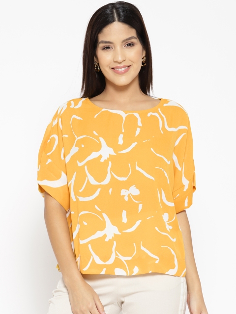

Vero Moda Women Mustard Yellow & White Printed Top