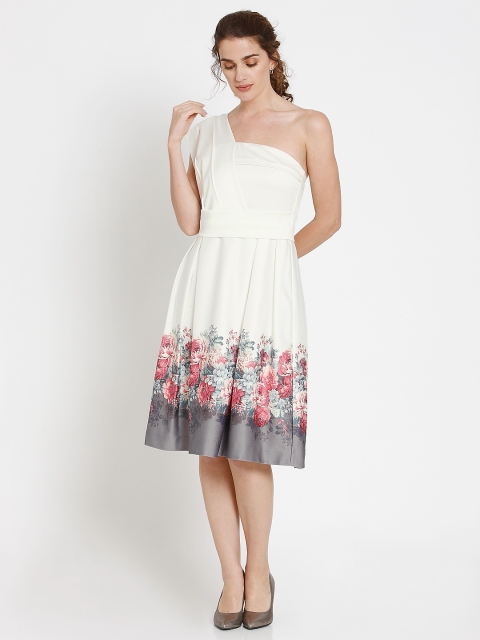 

Vero Moda Women White Printed Fit & Flare Dress
