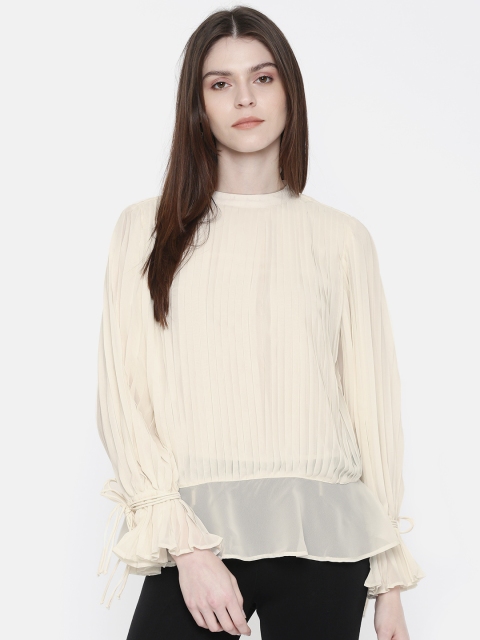 

Vero Moda Women Off-White Solid Regular Top