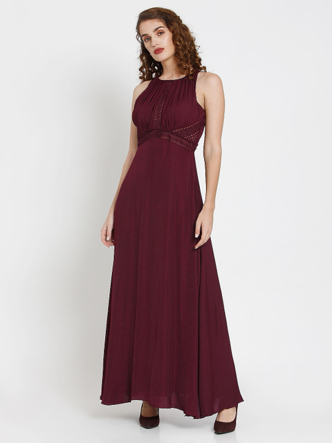 

Vero Moda Women Maroon Solid Maxi Dress