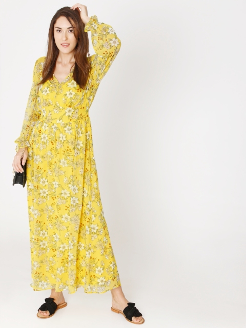 

Vero Moda Women Yellow Printed Maxi Dress
