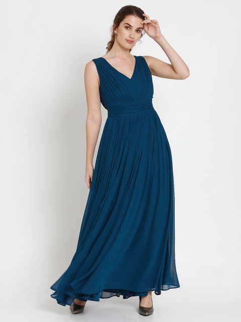 

Vero Moda Women Solid Teal Blue Maxi Dress
