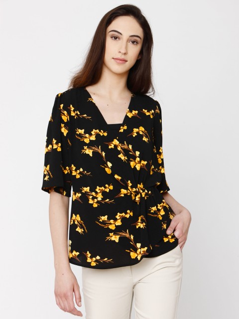 

Vero Moda Women Black Printed Wrap Top