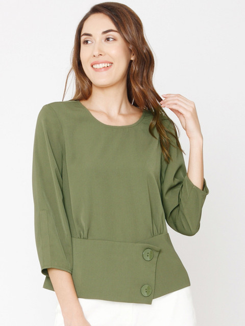 

Vero Moda Women Olive Green Solid Top
