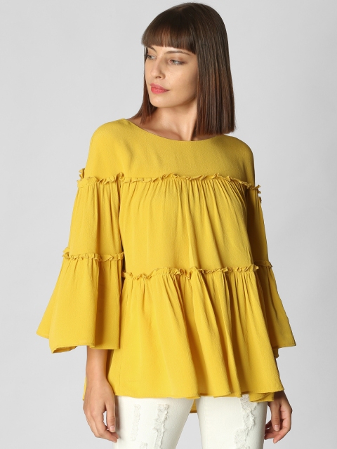 

Vero Moda Women Yellow Solid Ruffled Top