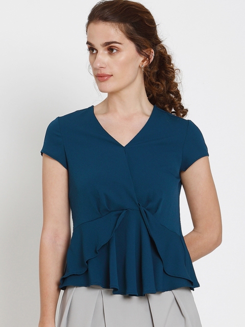 

Vero Moda Women Teal Blue Solid A-Line Top