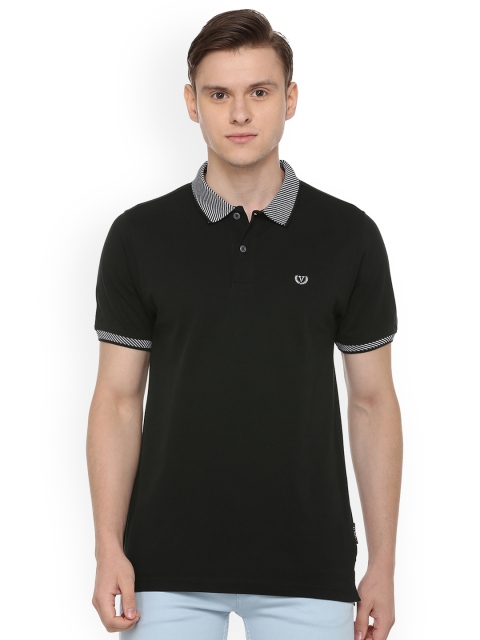 

Van Heusen Sport Men Black Solid Polo Collar T-shirt