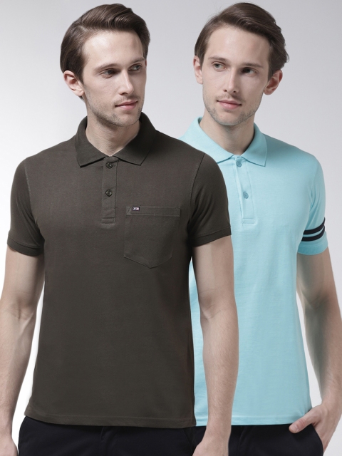 

Fort Collins Men Pack of 2 Solid Polo Collar T-shirts, Olive