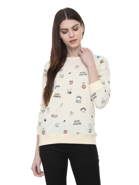 

People Women Off-White Printed Sweatshirt
