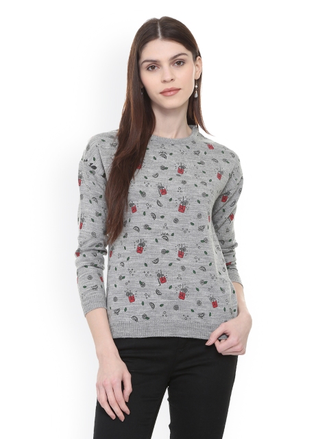 

People Women Grey Printed Sweater