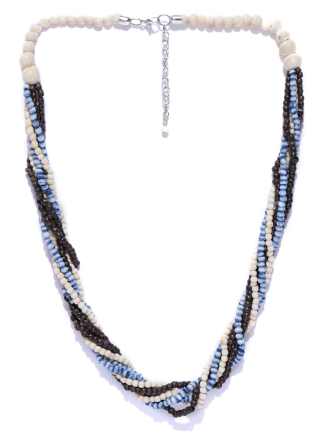 

Carlton London Off-White & Brown Silver-Plated Handcrafted Necklace