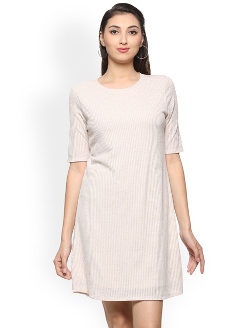 

People Women Pink Self Design A-Line Dress
