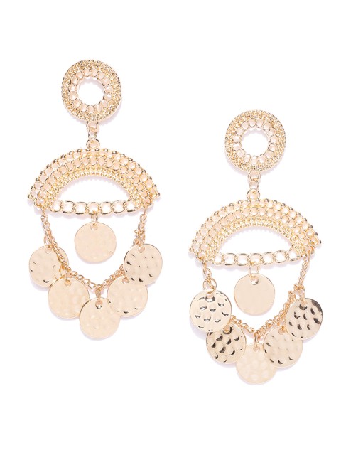 

Carlton London Gold-Plated Handcrafted Textured Drop Earrings