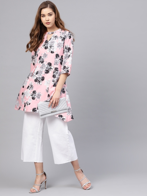 

Shree Pink & Black Floral Print Tunic
