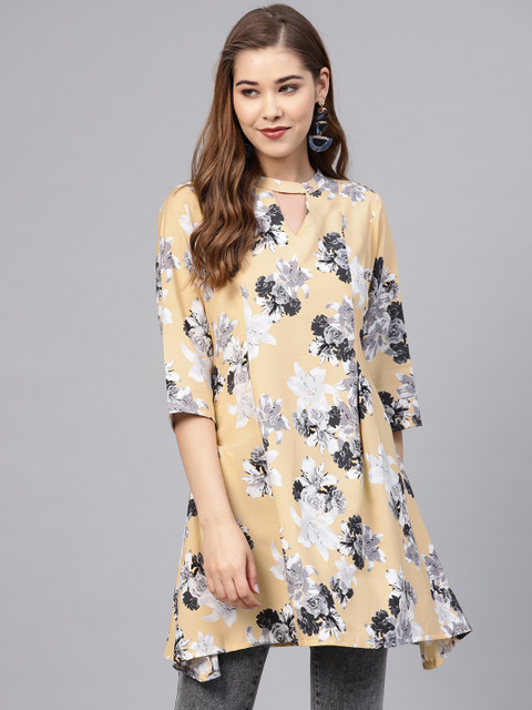 

Shree Yellow & Black Floral Print Tunic