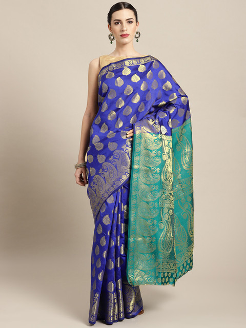 

Rajesh Silk Mills Blue & Green Woven Design Saree