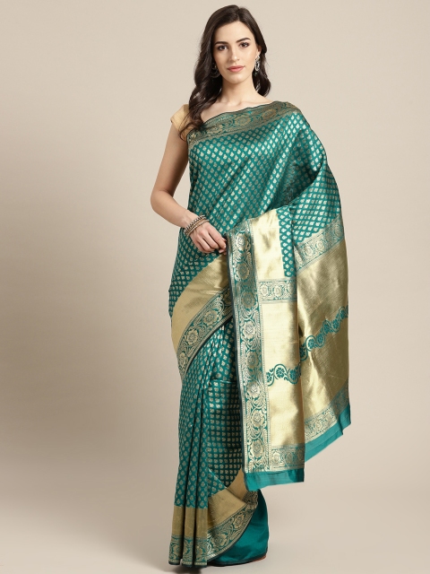 

Rajesh Silk Mills Green & Golden Woven Design Saree