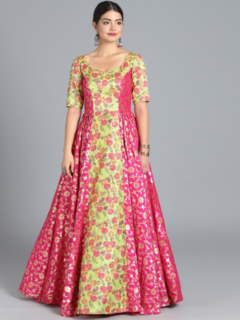 

Bollywood Vogue Women Pink Embellished Made-To-Measure Maxi Gown