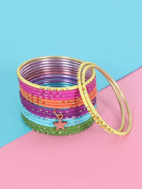 

Lil' Star by ayesha Multicolored Rainbow Set Of 18 Bangles, Multi