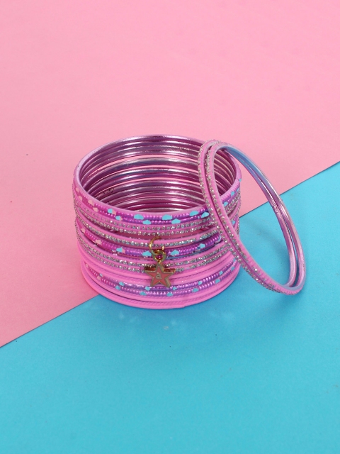 

Lil' Star by ayesha Pink Glittered Set of 18 Bangles
