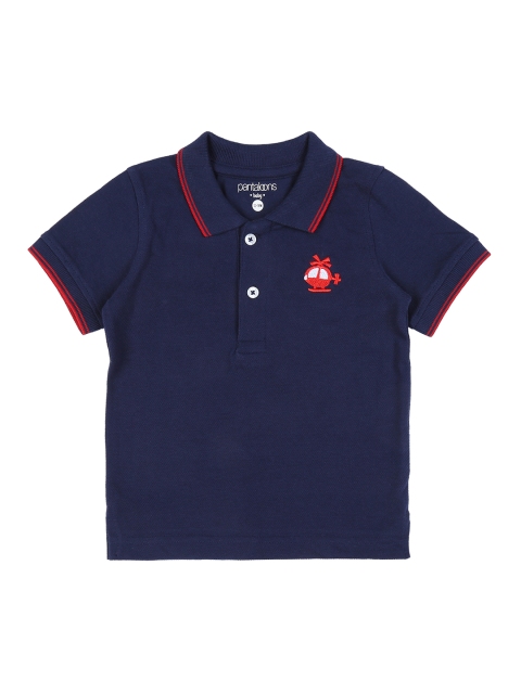 

Pantaloons Baby Boys Blue Solid Polo Collar Pure Cotton T-shirt