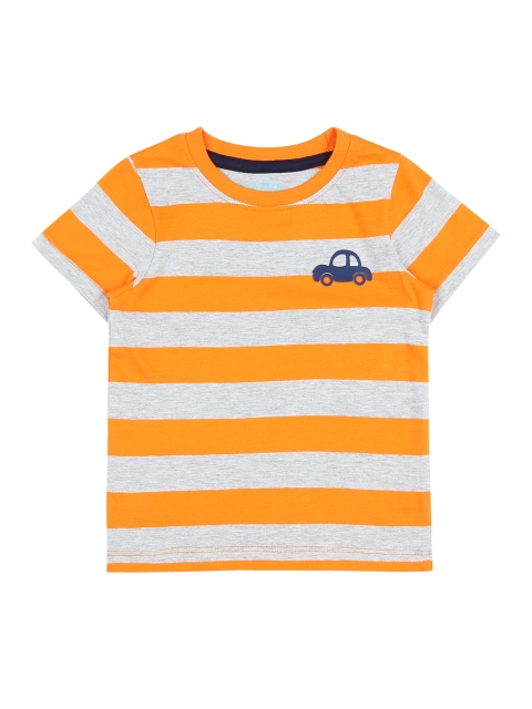 

Pantaloons Baby Boys Orange Striped Round Neck T-shirt