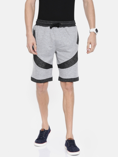 

ARISE Men Grey Melange & Black Solid Regular Fit Shorts