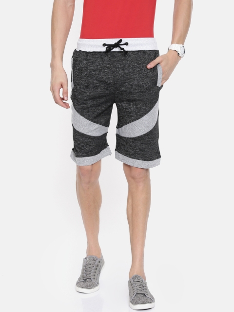 

ARISE Men Charcoal Grey Colourblocked Regular Fit Regular Shorts