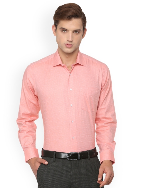 

Van Heusen Men Peach-Coloured Regular Fit Self Design Formal Shirt