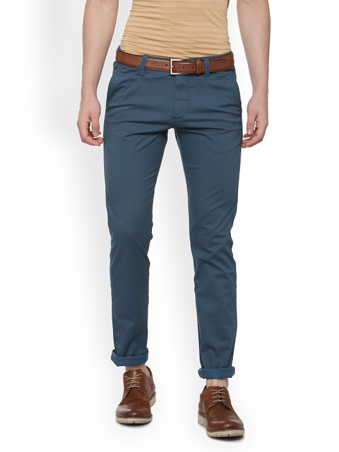 

Allen Solly Men Blue Slim Fit Self Design Regular Trousers