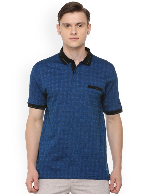

Allen Solly Men Blue Self Design Polo Collar T-shirt