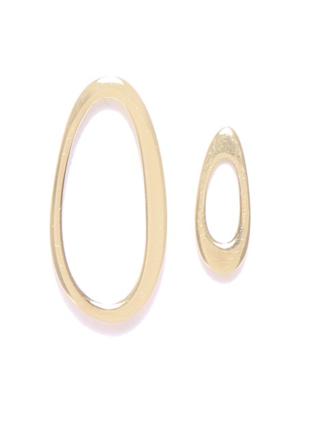 

Carlton London Gold-Toned Brass-Plated Handcrafted Oval Shaped Mismatch Studs