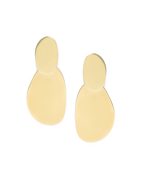 

Carlton London Gold-Toned Brass-Plated Handcrafted Teardrop-Shaped Drop Earrings