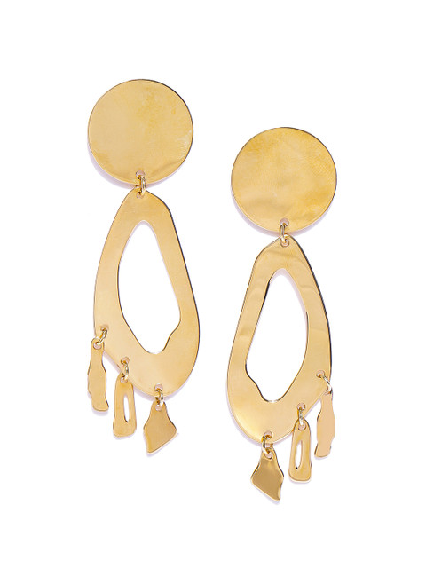 

Carlton London Gold-Toned Brass-Plated Handcrafted Teardrop Shaped Drop Earrings