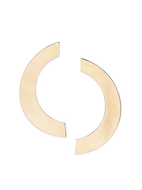 

Carlton London Gold-Toned Handcrafted Brass-Plated Crescent Shaped Drop Earrings