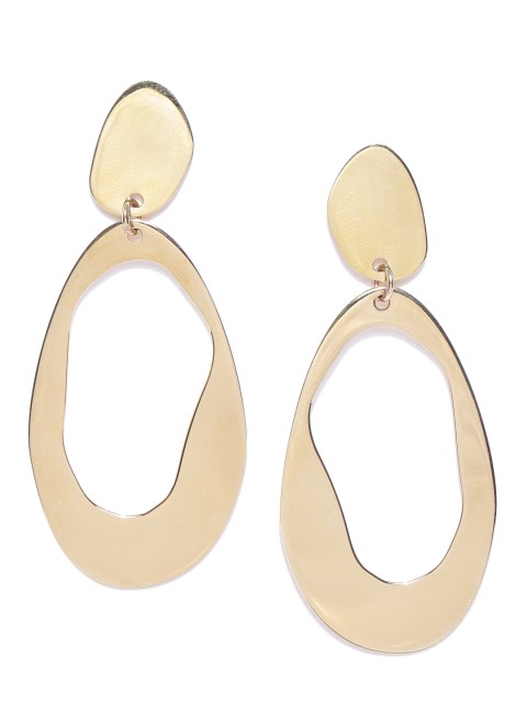 

Carlton London Gold-Toned Handcrafted Brass-Plated Teardrop Shaped Drop Earrings