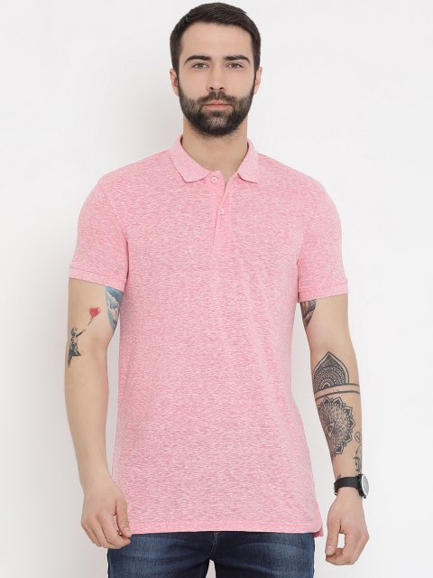 

United Colors of Benetton Men Pink Solid Polo Collar T-shirt