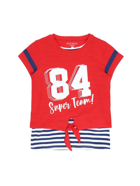 

Pantaloons Junior Girls Red Printed Round Neck T-shirt