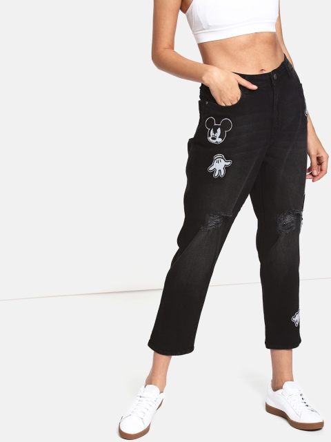 

Kook N Keech Disney Women Black Mid-Rise Clean Look Stretchable Cropped Jeans