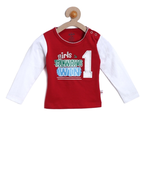 

612 league Infants Red & White Printed Pure Cotton Top