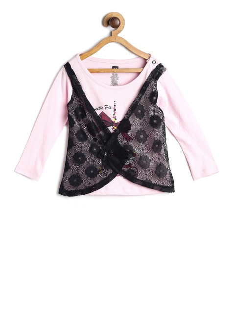 

612 league Girls Pink Self Design Top