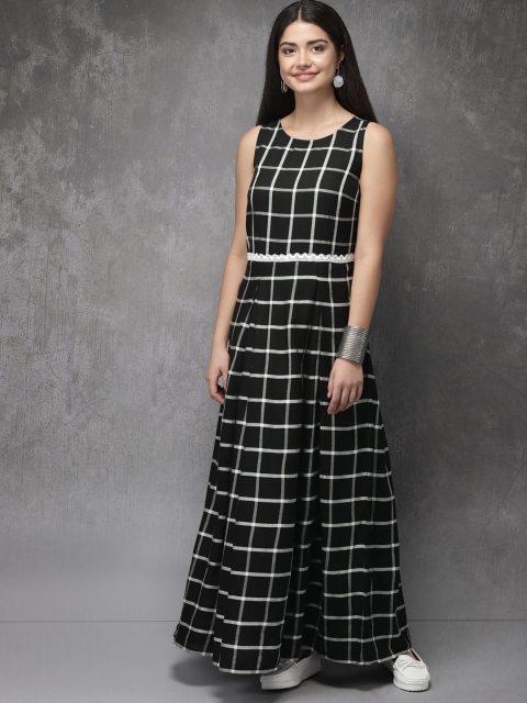 

Anouk Women Black & White Checked A-Line Kurta